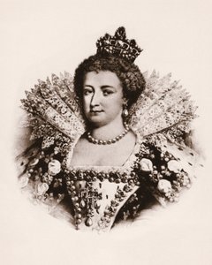 フランス王妃マリー・ド・メディシス（1576-1642）の肖像 19世紀の版画 作： Unbekannter Künstler