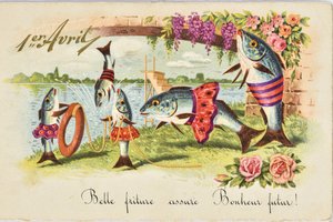 ポストカードです。4月1日/4月の魚 作： Unbekannt