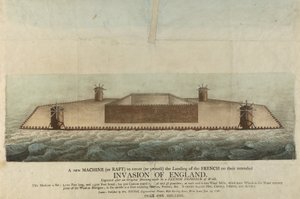1798年、イギリスを侵略するはずだったフランスのいかだの図（エングレーヴィング） 作： Unbekannter Künstler