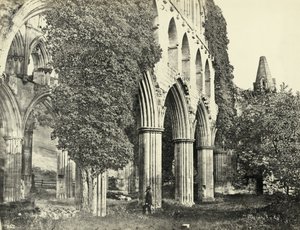 リーヴォ修道院、ノース ヨークシャー、イギリス (b/w 写真) 作： Unbekannter Künstler