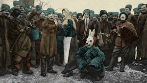 第一次世界大戦中のロシア兵の仮装パーティー 作： Unbekannter Künstler