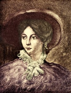 SAND, George - E.Delacroixの絵にちなんで フランスの小説家（1804-1876）。ショパンと関わりを持つ。カラー化 作： Unbekannt