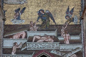 聖ヴィート大聖堂、最後の審判のモザイク画、プラハ チェコ共和国