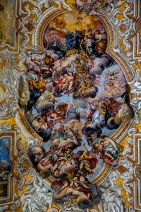 サン・ベネデット教会、カターニア、シチリア（イタリア）。天井フレスコ画の詳細（18世紀）。(写真) 作： Unbekannt