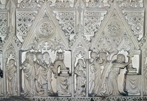 聖バルトロメオの生涯を描いたペドロ1世（1320-1367）の石棺、アルコバカ修道院の教会（ユネスコ世界遺産