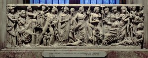 プロメテウスと人間の創造を描いたレリーフ付きサルコファガス ローマ時代 アルル出土 紀元後3世紀 大理石製 作： Unbekannt