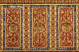 彫刻。大理石の寺院。ワット ベンチャマボピット ドゥシットバナラム ラチャウォラウィハーン1899.バンコク。タイ 作： Unbekannt