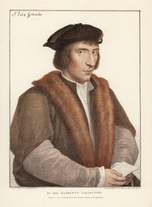 ノーフォーク州ノリッジの政治家ジョン・ゴドサルブ卿（1556年没）。フランシス・バルトロッツィによるハンス・ホルベインに倣った手彩色銅版画。 作： Unbekannter Künstler
