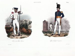 マレー系民兵の兵士とヨーロッパ人将校（アンボン 作： Unbekannt