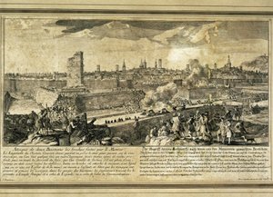 スペイン : スペイン継承戦争（1714年）。バルセロナ包囲戦（エングレーヴィング） 作： Unbekannter Künstler