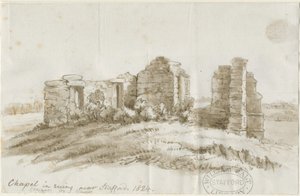 スタッフォード-クレスウェルチャペル：ペンとウォッシュの描画、1824 作： Unbekannt