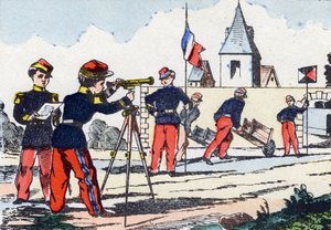 ストーカーです。Alphabet militaire enfantin "に掲載された版画。1890年頃のポン・ア・ムソンのイメージ。20ページ。寸法：28.5x21cm 作： Unbekannt