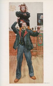 スウェーデンのイラストレーターCarl Larsson（1853-1919）と娘のBrita。水彩画「息子のいる家」より 1921年