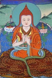 祈りを捧げる千仏大蔵経寺ジャムゴン・コングトゥルル・ロドロ・タイエ僧侶（フランス、ラ・ブーレー 作： Unbekannt