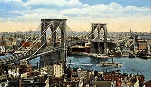 ブルックリン橋、ニューヨーク、1930年頃（絵葉書） 作： Unbekannter Künstler