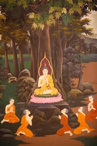 The Buddha preached His first sermon to the five monks, Wall fresco, Wat Botum temple, Phnom Penh, 2022 (photo)   1440778   ja       japanese Successfully Translated  Original: Human Skeleton, Lateral View Translat: Human Skeleton, Lateral View 1434754 ja  作： Unbekannter Künstler