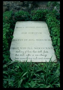 パーシー・バイシェ・シェリー（1792-1822）の墓（モノクロ写真 作： Unbekannt