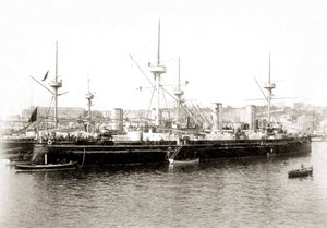 1885年頃のイタリアの魚雷「エトナ」。 作： Unbekannter Künstler