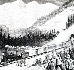 シエラネバダ山脈の太平洋鉄道。 作： Unbekannt