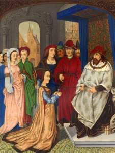 ソロモン王の前に立つシバの女王（15世紀の挿絵に倣って）（版画