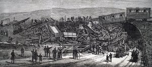 大規模な列車事故の余波です。 作： Unbekannt