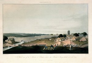 イル・ド・フランス（モーリシャス）、1810年11月30日、イギリス軍が駐留したポンドルの工場の西側。カラーエッチング