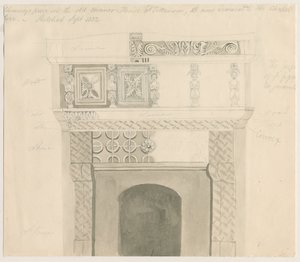 Tittensor-Manor Houseの煙突の部分：鉛筆とウォッシュの描画、1832年9月 作： Unbekannt