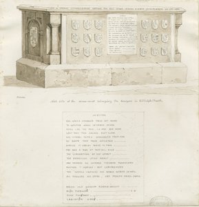ビダルフ教会の墓-「ウィリアム・ボウヤー」：セピア色のデッサン、1837年 作： Unbekannt