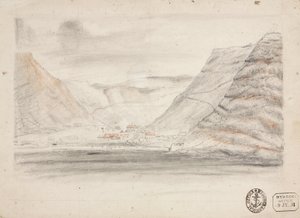 南大西洋、海沿いの谷の町 作： Unbekannter Künstler