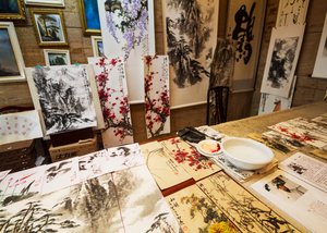 中国の伝統的な水彩画と水墨画の風景画を販売（写真 作： Unbekannt