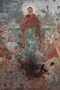 ウクライナ、キエフ、キエフ・ペルチェスカ・ラヴラ（正教会洞窟修道院、起源1051年）、入口のフレスコ画 作： Unbekannt