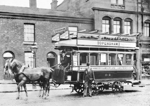 イギリス : マンチェスターのオープンホース・トラム、1890年頃 作： Unbekannt