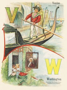 V W : Venice , Washington - 2つの世界のABC。1900年頃、パリで出版されたエミール・ゲランの作品。寸法 : 27,5 x 21,5 cm 作： Unbekannt