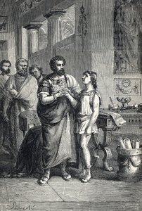 ヴァレンティニアヌス 2 世は、グラツィアン (375) によってローマ皇帝を認めました。 1888年（版画） 作： Unbekannter Künstler