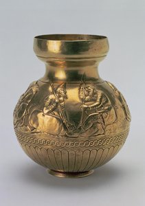 スキタイ人の戦士を描いた容器 ボスポラン王国のギリシア人の作品 前4世紀後半（エレクトラム 作： Unbekannt