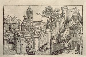 H. シェデルの「Liber Chronicarum」と題された彫刻の本からのアレクサンドリアの古代都市の眺め 作： Unbekannter Künstler