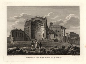 ヴィーナスとローマの神殿（Templum Veneris et Romae, Tempio di Venere e Roma, Rome）」の遺跡の眺め。 作： Unbekannt