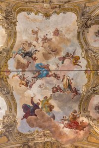 テアティーニ ルーム、サン ヴィンチェンツォ教会、ピアチェンツァ、エミリア ロマーニャ、イタリアのフレスコ画のある金庫室の眺め (写真) 作： Unbekannter Künstler