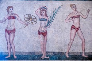 イタリア、シチリア、アルメリーナ広場、ヴィラ・ロマーナ・デル・カサーレ。モザイク。 作： Unbekannter Künstler