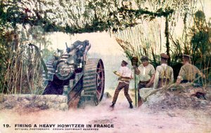 WW1 - 重榴弾砲を発射する英国砲兵 作： Unbekannter Künstler