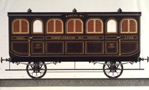 郵便馬車、1850年頃（エングレーヴィング） 作： Unbekannter Künstler