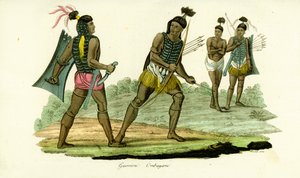 インドネシア・オンバイ島の胸当てをつけた戦士たち 作： Unbekannt
