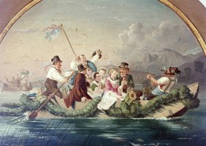 シュリーゼ湖のウェディング・クルーズ、マークスマン・ターゲット A. Dirnberger著、Feuerschuetzengesellschaft Miesbach、Upper Bavaria、ドイツ、ヨーロッパ 作： Unbekannt