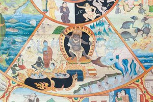 生命の輪、細部、タイ、チェンマイのワット・ウモーンの壁画 作： Unbekannter Künstler