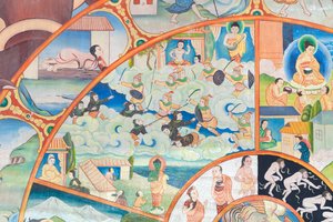 生命の輪、細部、タイ、チェンマイのワット・ウモーンの壁画 作： Unbekannter Künstler