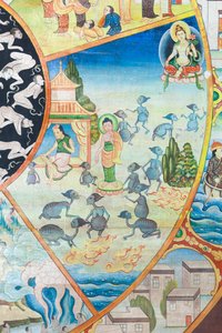 生命の輪、細部、タイ、チェンマイのワット・ウモーンの壁画 作： Unbekannter Künstler