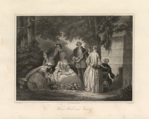 ワイン、女性と歌、トリエスト、1850年頃（彫刻）