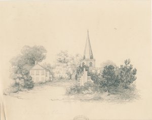 ウォルスタントン教会：鉛筆画、nd [？19セント] 作： Unbekannt