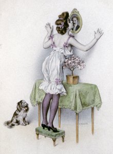 ランジェリーを着た女性、1900年頃（絵葉書） 作： Unbekannter Künstler