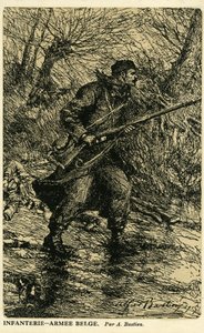 第一次世界大戦：ベルギー軍の歩兵 作： Unbekannter Künstler